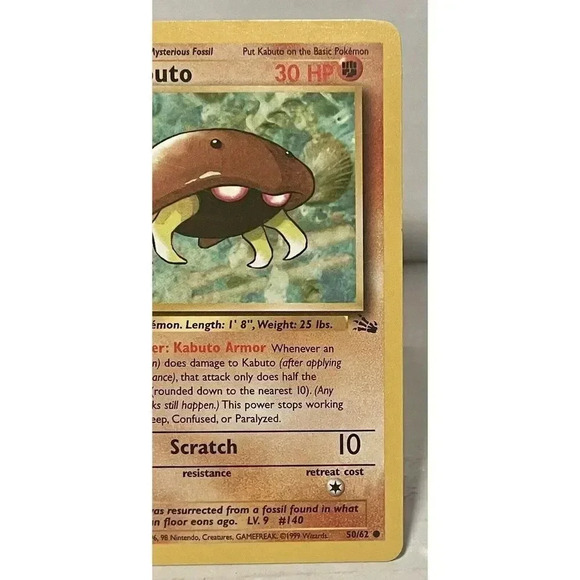 1st Edition Fossil‎ Kabuto 50/62 Pokemon Card WOTC Vintage LP - Picture 3 of 13